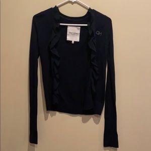 Gilly Hicks navy blue cardigan with ruffle edges